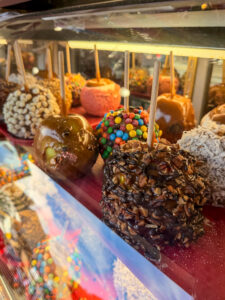 Caramel apple at the chocolate monkey in downtown gatlinburg 