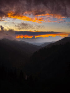 Sunset over the Smoky Mountains from Morton Overlook — scenic view near Gatlinburg Tennessee