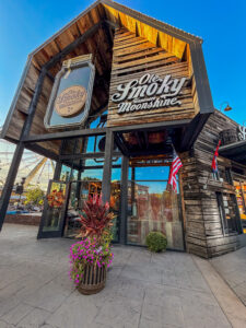 The Island in Pigeon Forge fountain show and shops at sunset