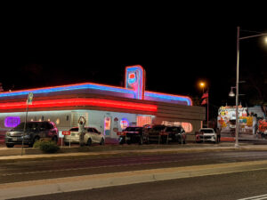 66 Diner neon lights and retro decor