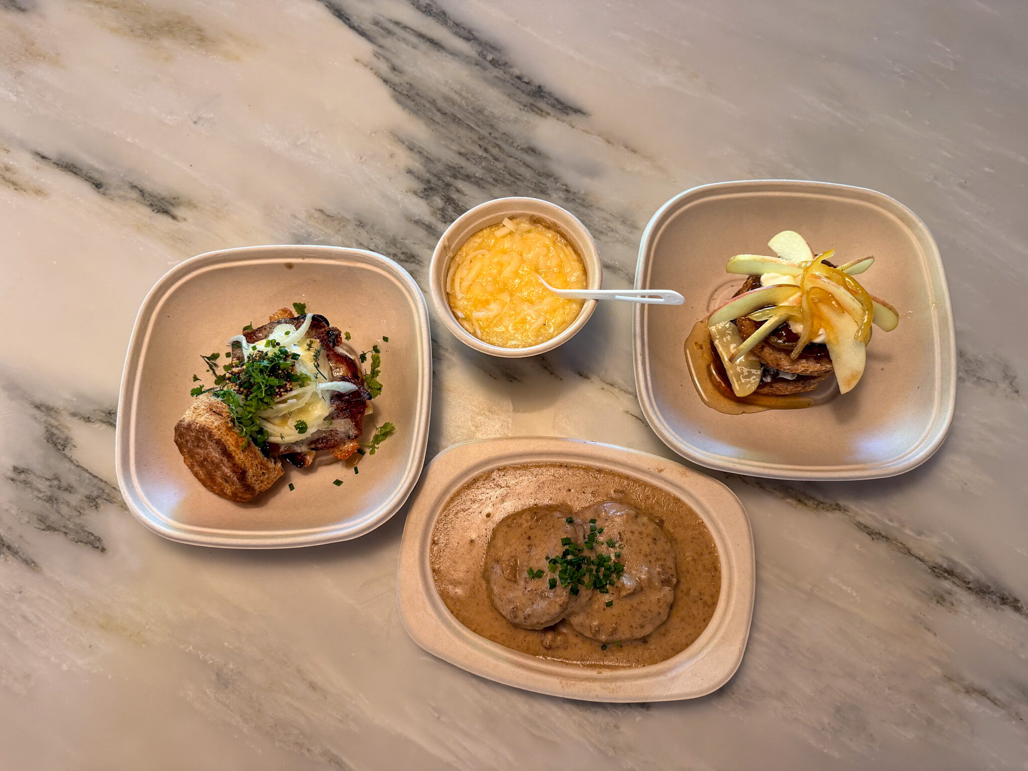 House-made biscuits and brown pepper gravy at Alabama Biscuit Company — one of the best brunch spots in Birmingham AL