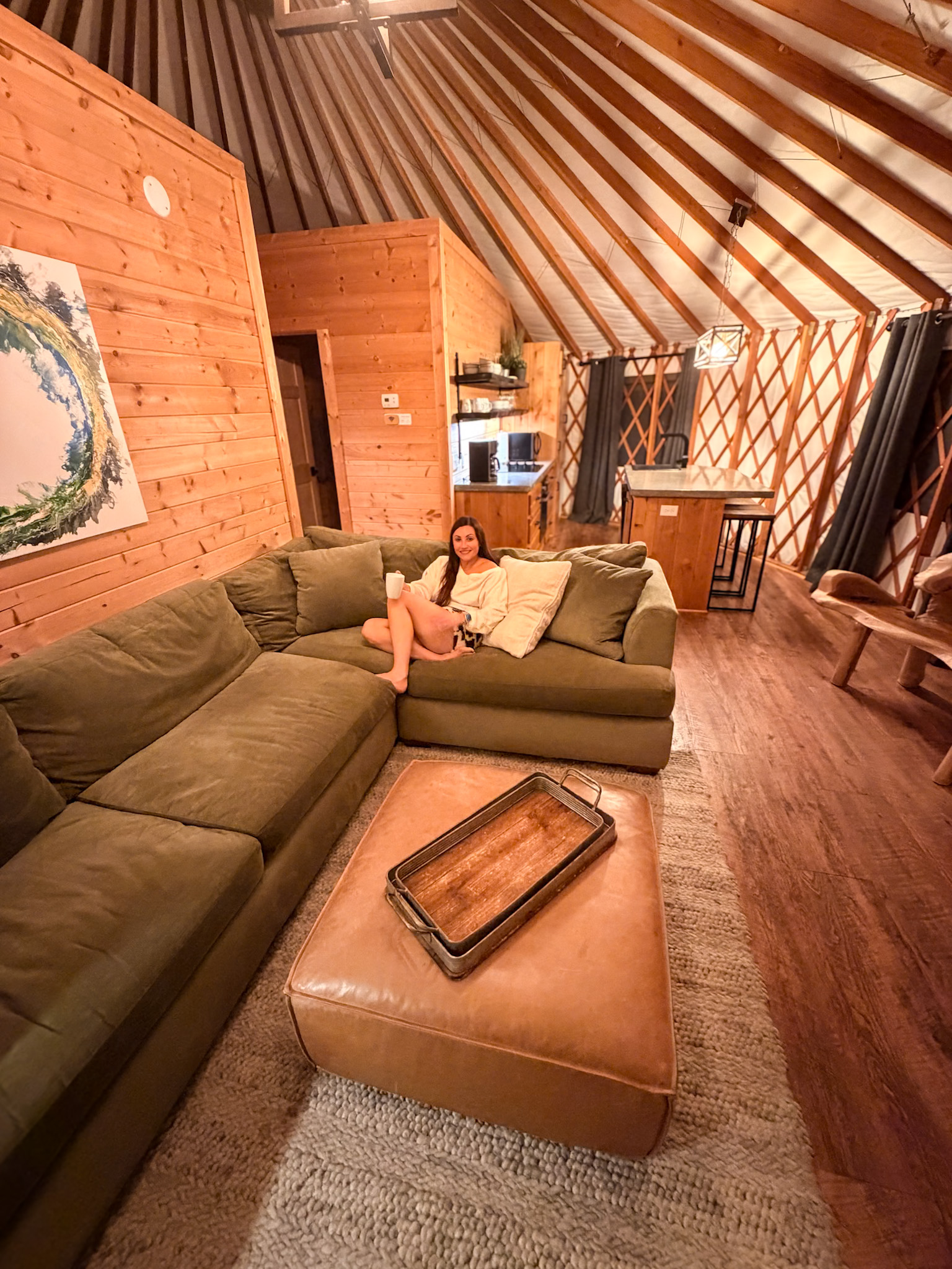 Sky Ridge Yurts review interior living room