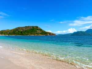 Cockleshell Bay and Spice Mill Restaurant view of Nevis