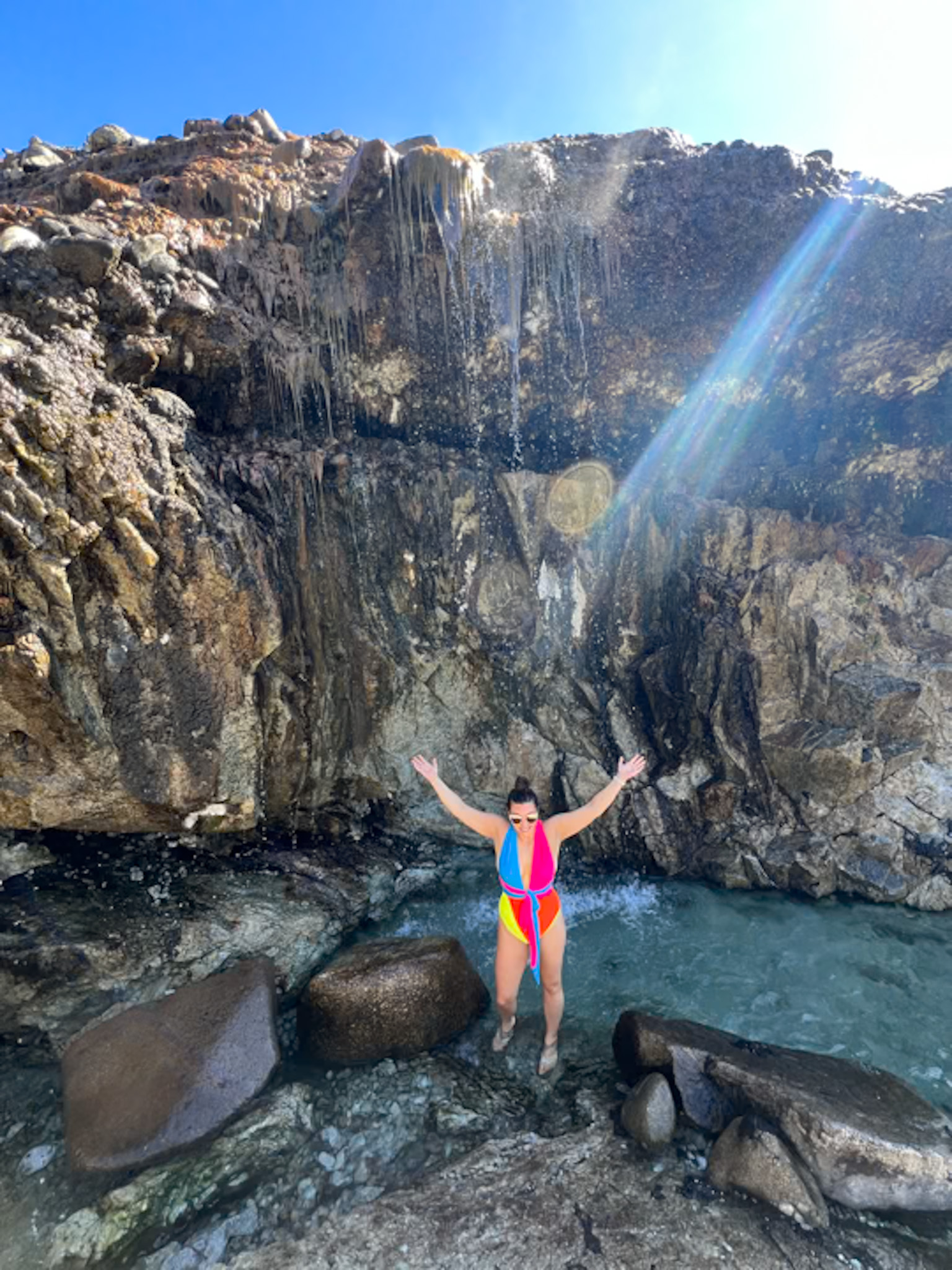 Kirkham Hot Springs Idaho waterfall and soaking area