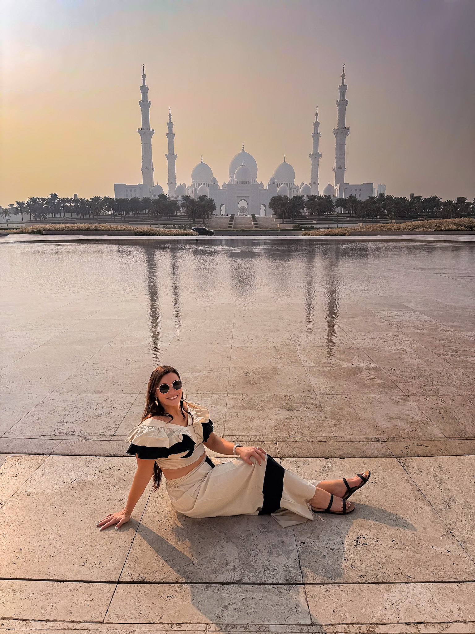 Sheikh Zayed Grand Mosque Guide sunset views from Wahat Al Karama