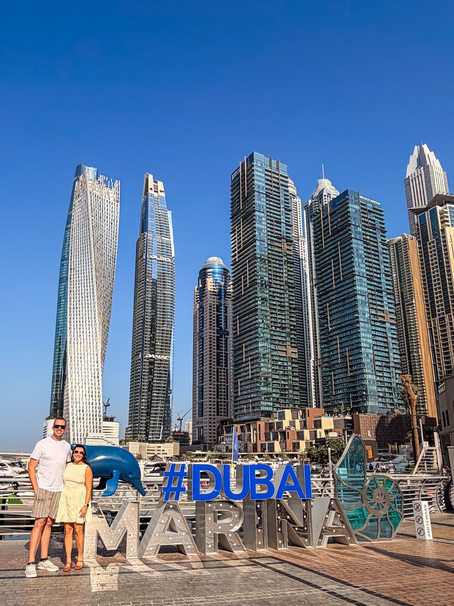 Dubai Marina Walk with skyline and waterfront views
