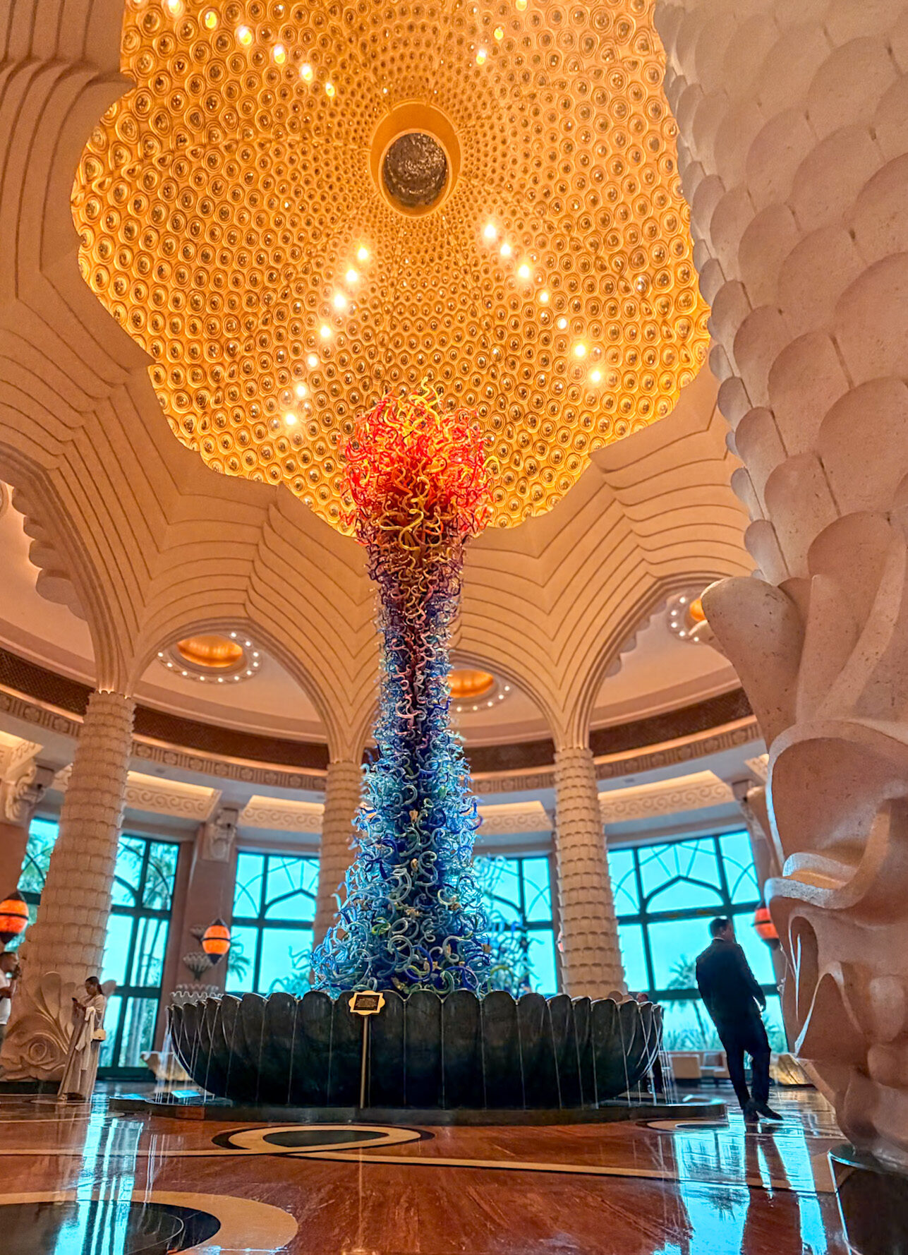 Atlantis The Palm Dubai review lobby Chihuly glass sculpture