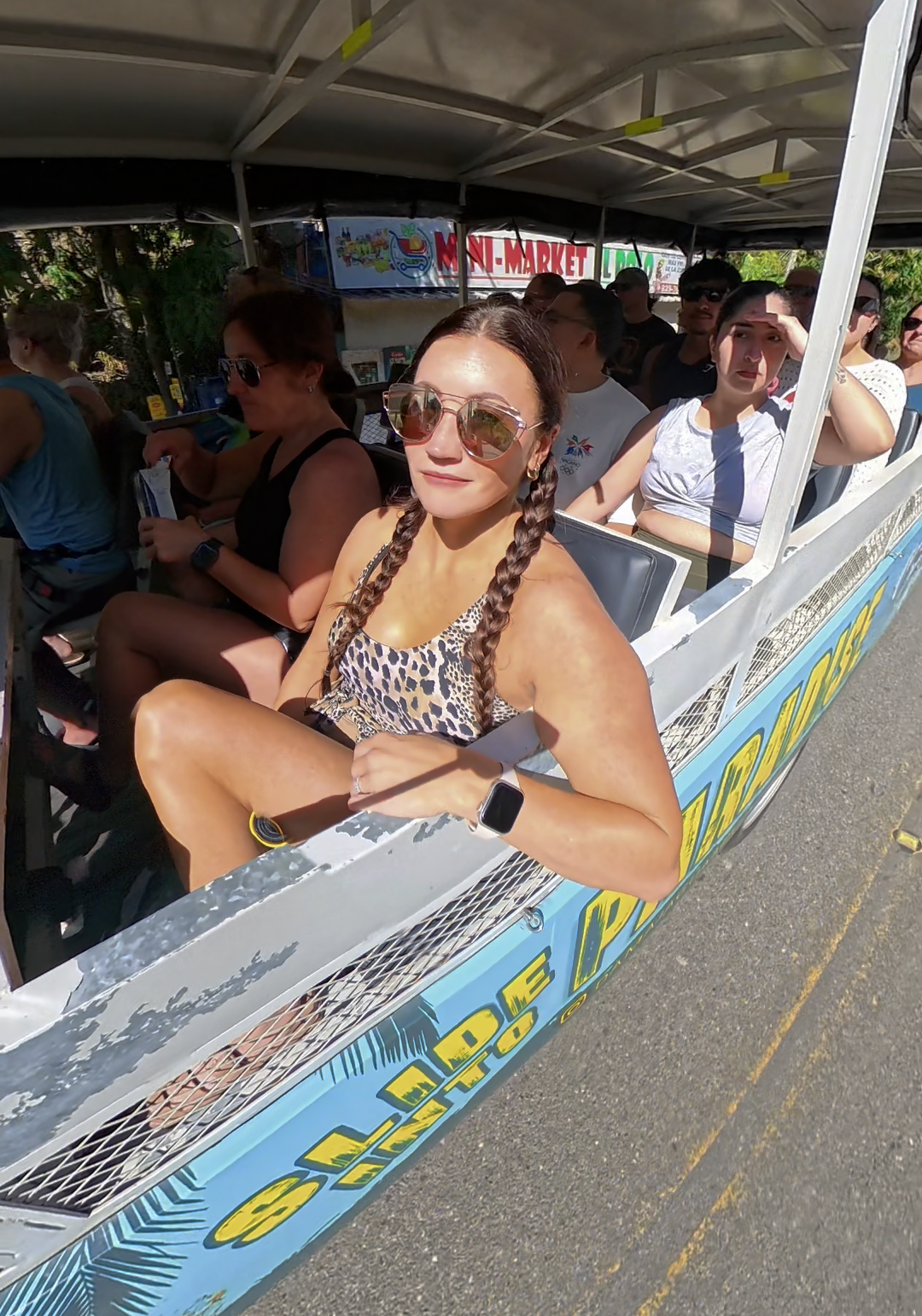 Open-air bus to the Waterfalls of Damajagua in Puerto Plata