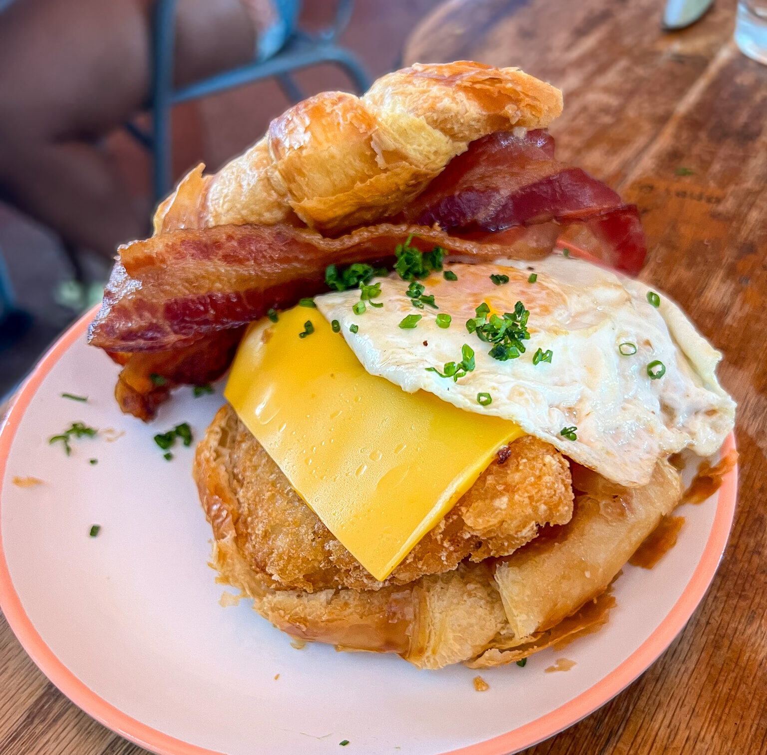 Bacon Bitch Miami Review Curvy croissant breakfast sandwich