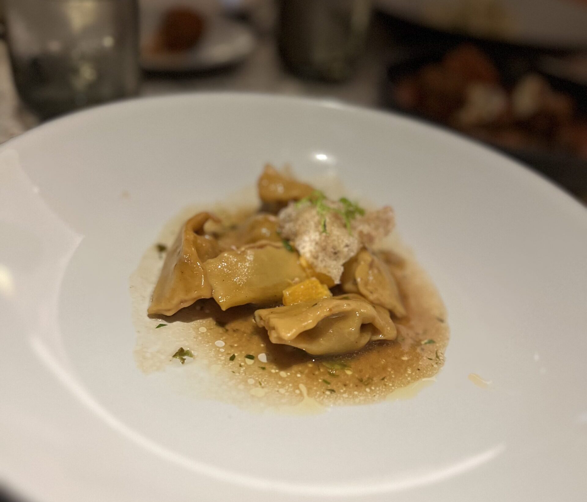 Virgin Voyages restaurant guide to Extra Virgin pasta and affogato dessert