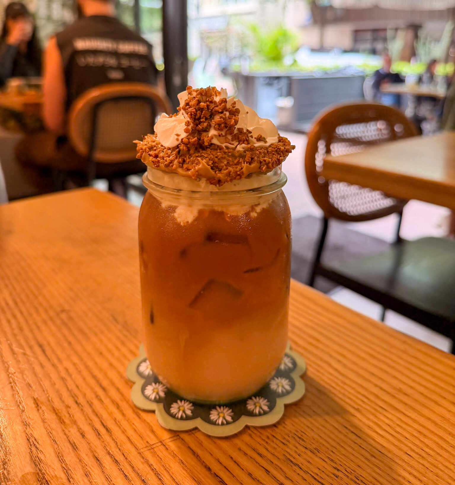 Iced chai latte at Café Bastille Downtown Miami
