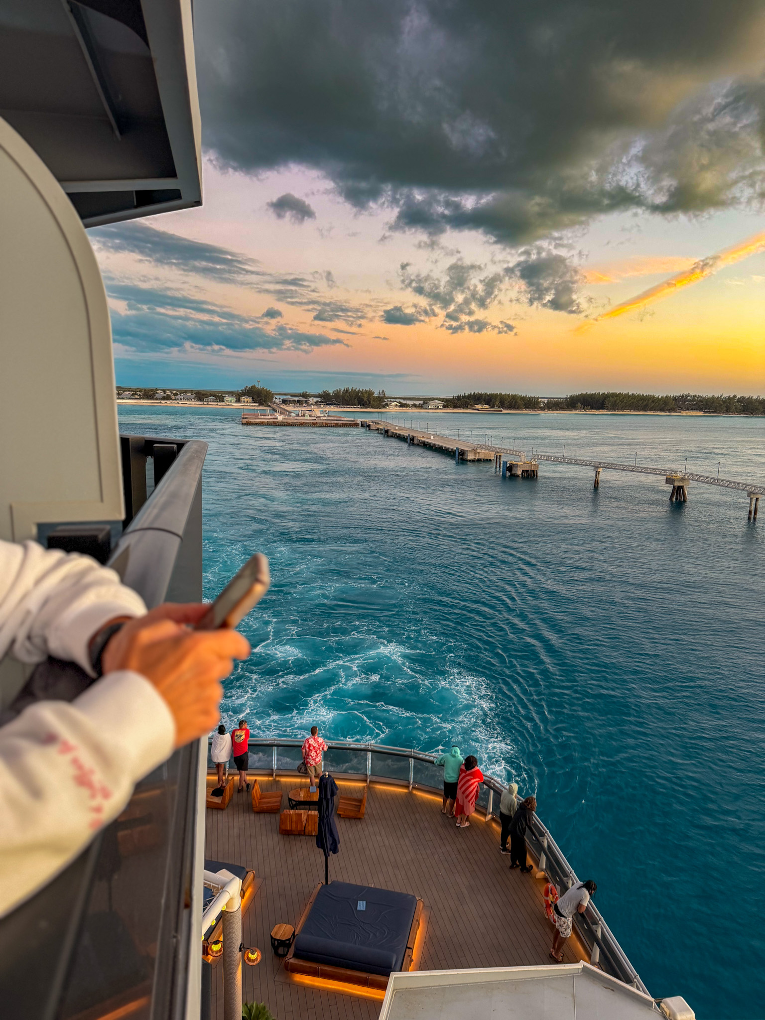 Best Things to Do on Virgin Voyages sunset at The Dock
