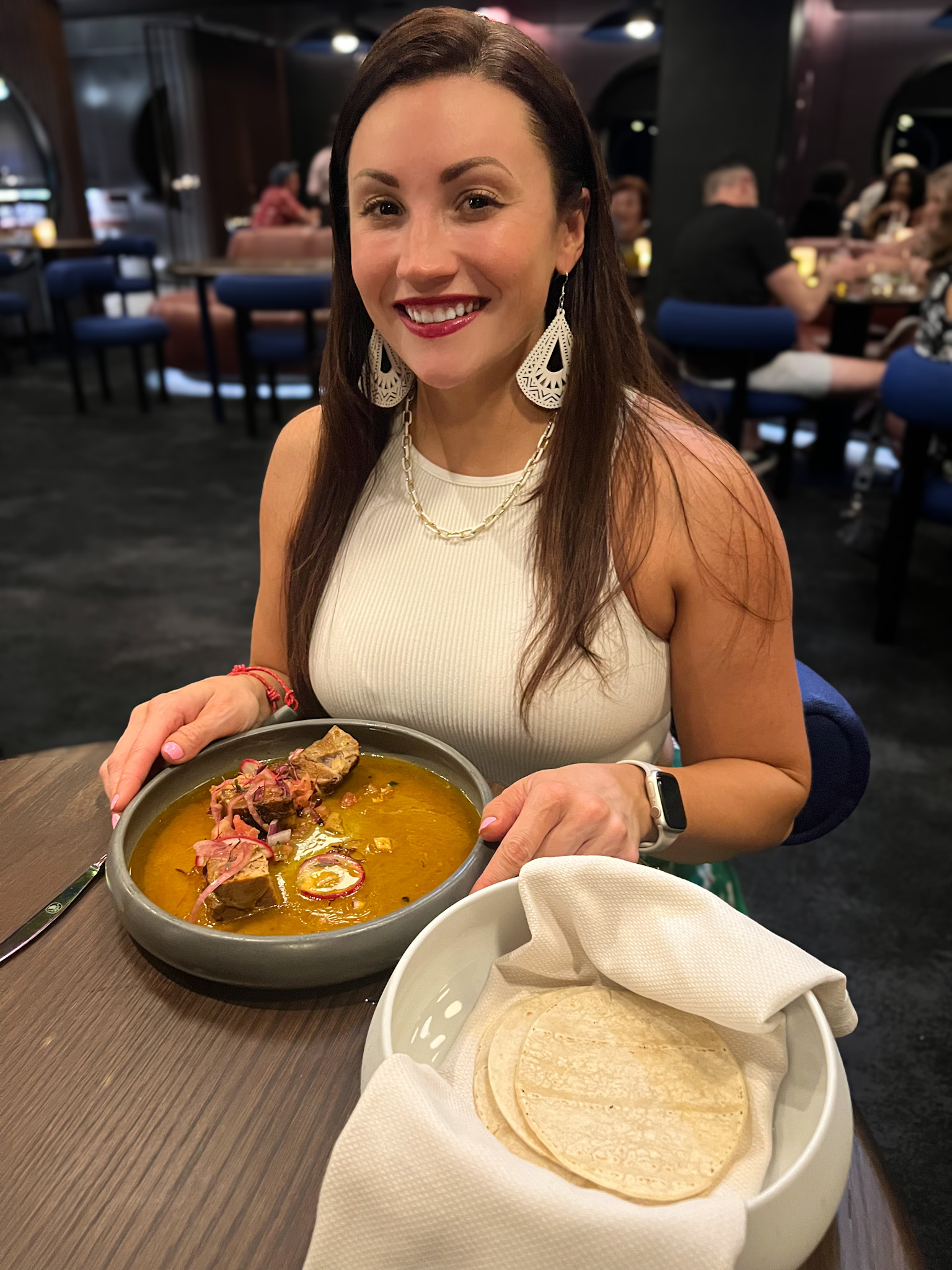 Virgin Voyages restaurant guide highlighting Pink Agave guacamole with pomegranate