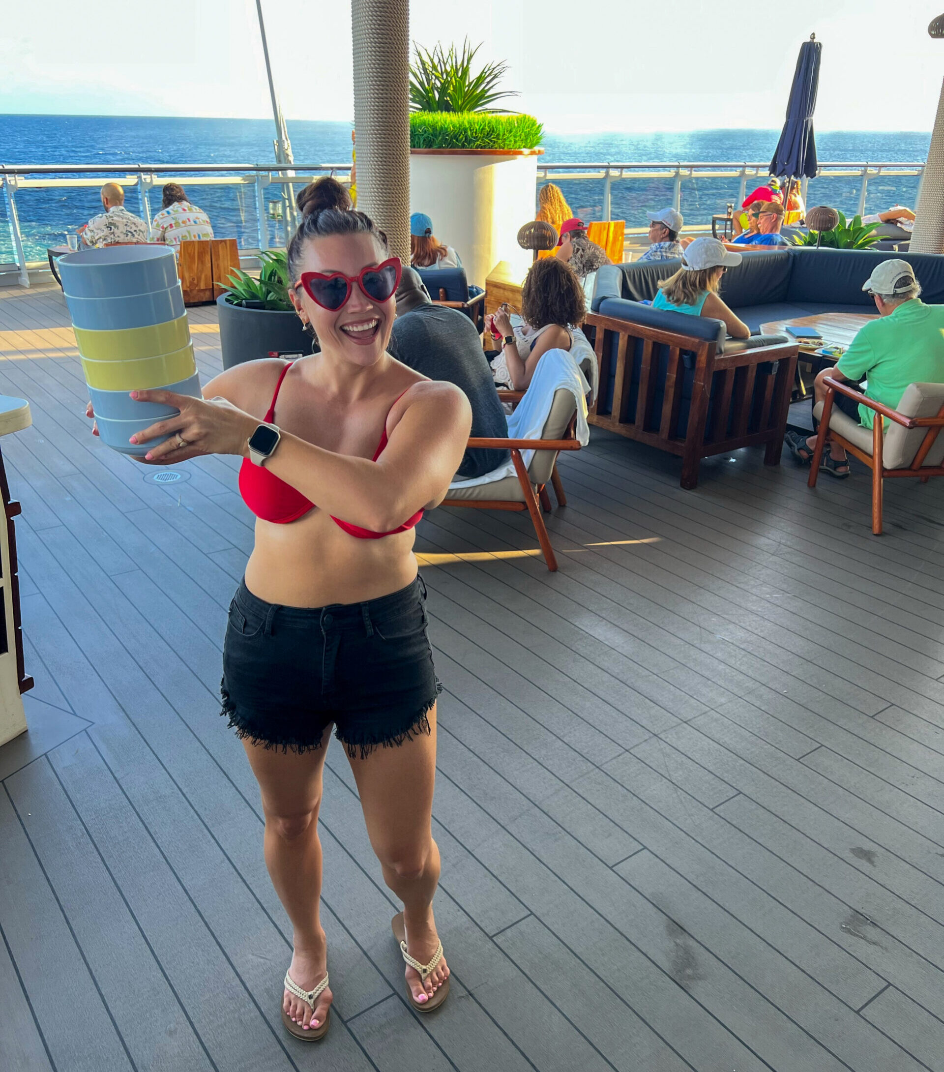 Virgin Voyages restaurant guide featuring Dock House mezze and Opa Hour spread