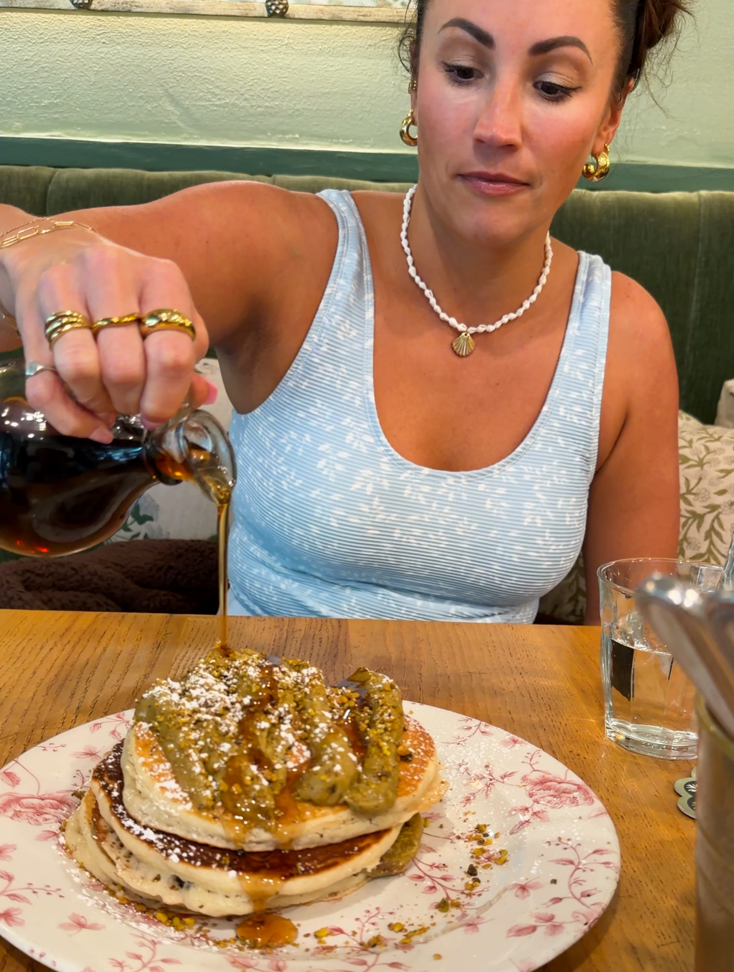 Pistachio pancakes at Café Bastille Downtown Miami