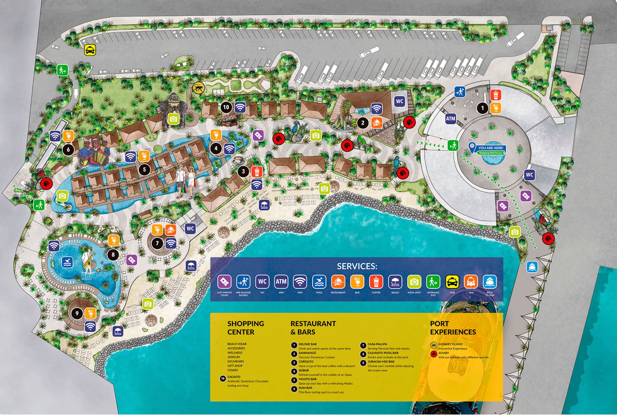 Puerto Plata cruise port guide showing Taino Bay lazy river