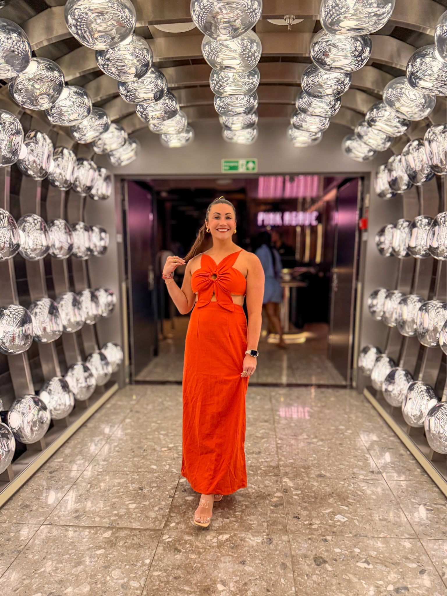 Best Photo Spots on Virgin Voyages Pink Agave hallway