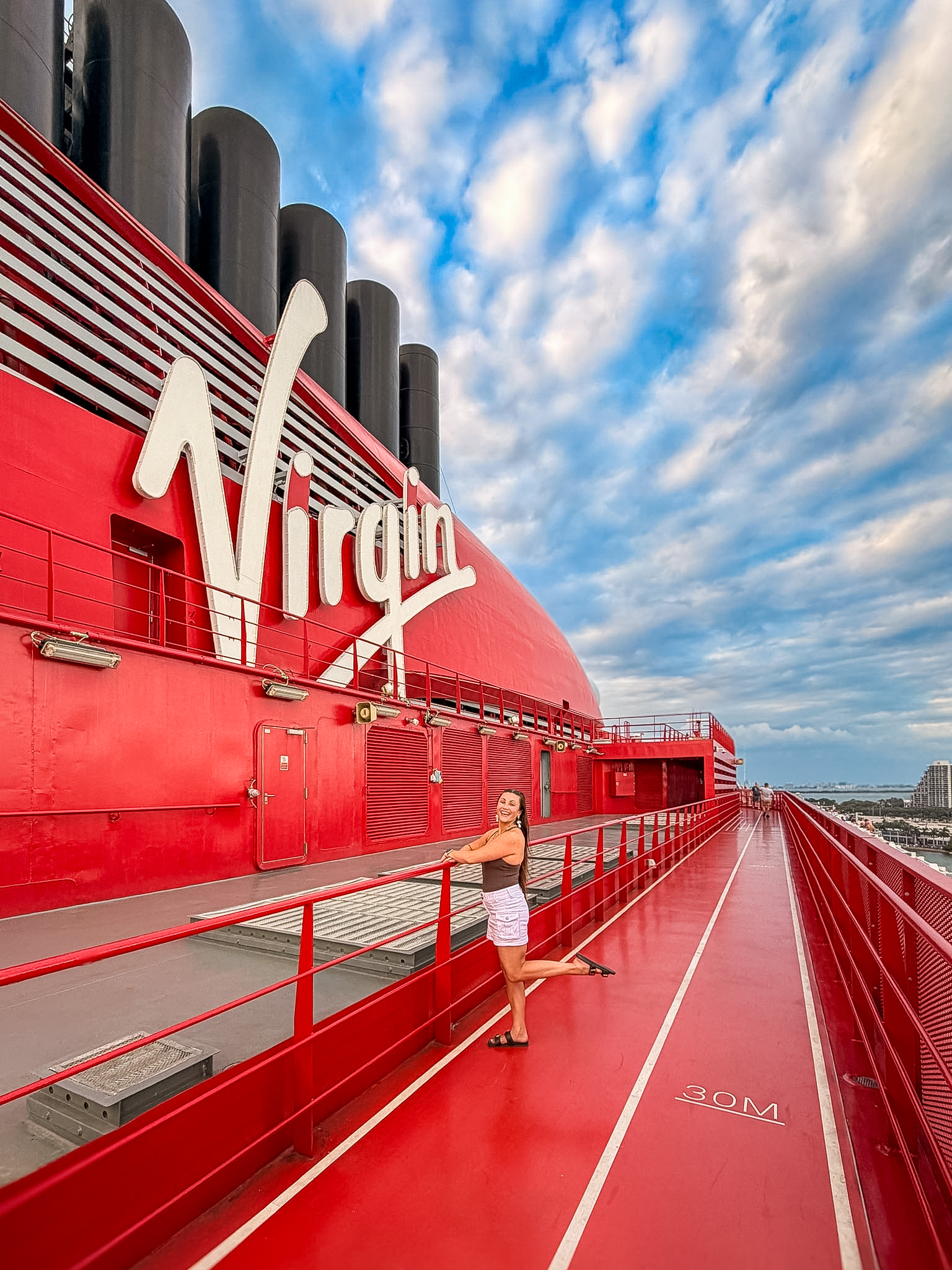 Best Photo Spots on Virgin Voyages top deck Virgin sign
