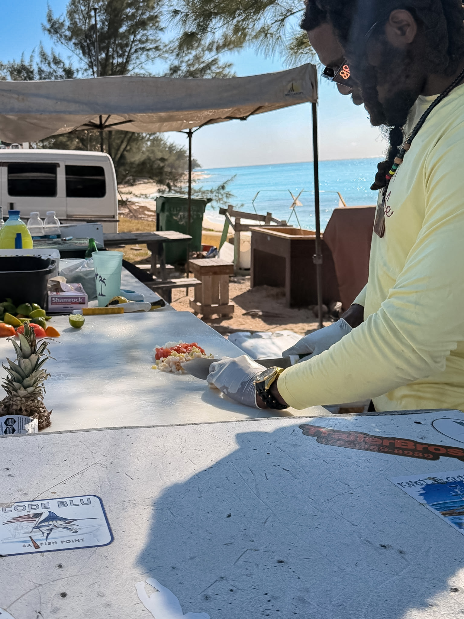 best conch salad in Bimini at Blister Bay beach