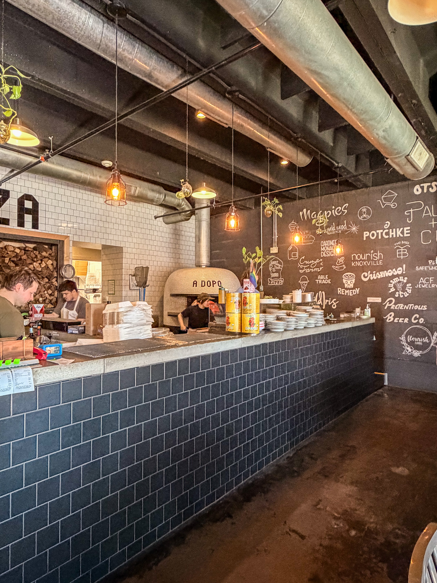 A Dopo Knoxville sourdough pizza fresh out of oven