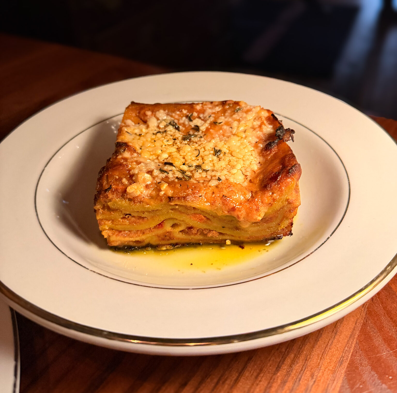 Osteria Stella Knoxville lasagne alla bolognese plated individually