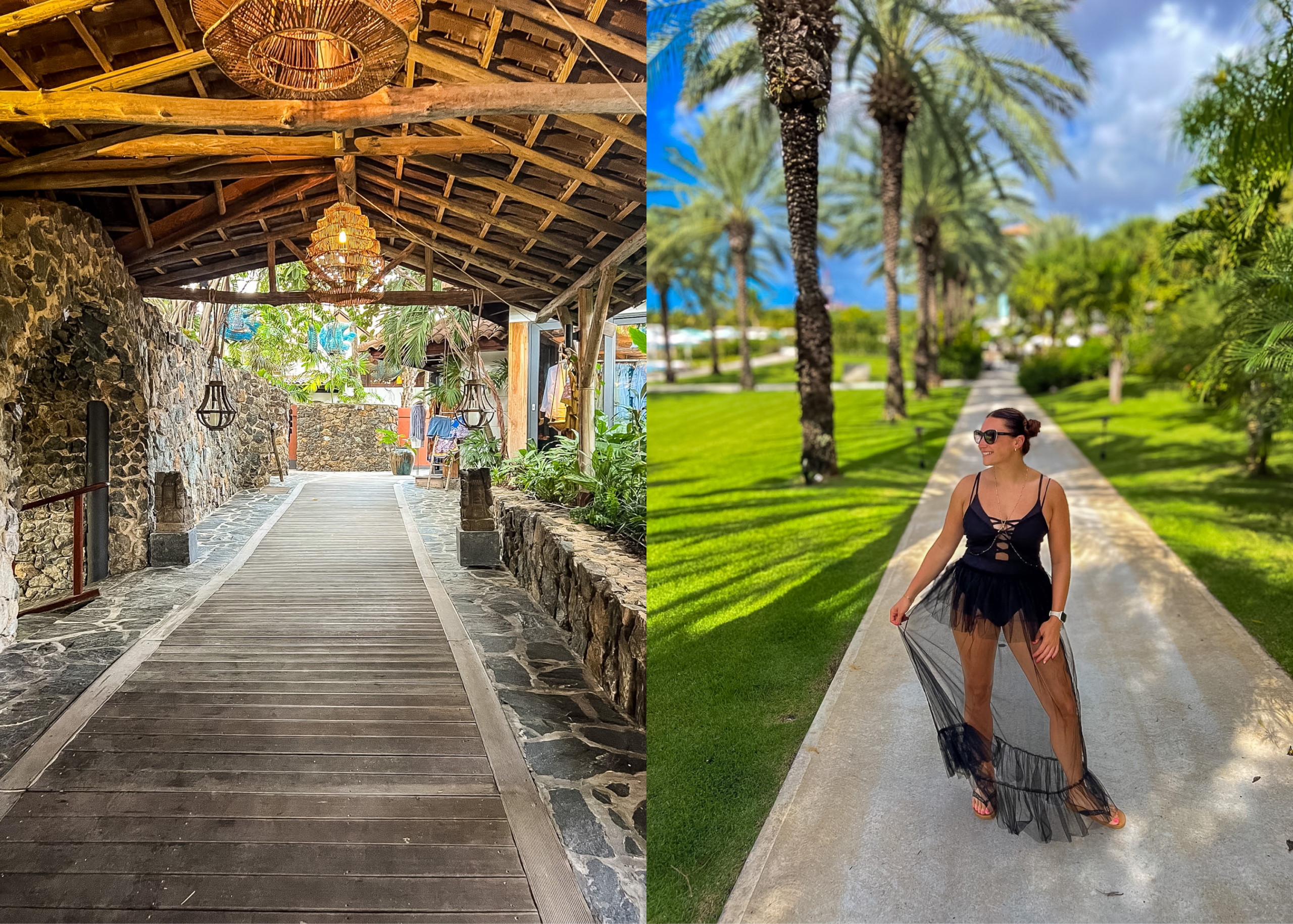 Sandals Curaçao vs Baoase tropical garden pathway at Baoase Resort
