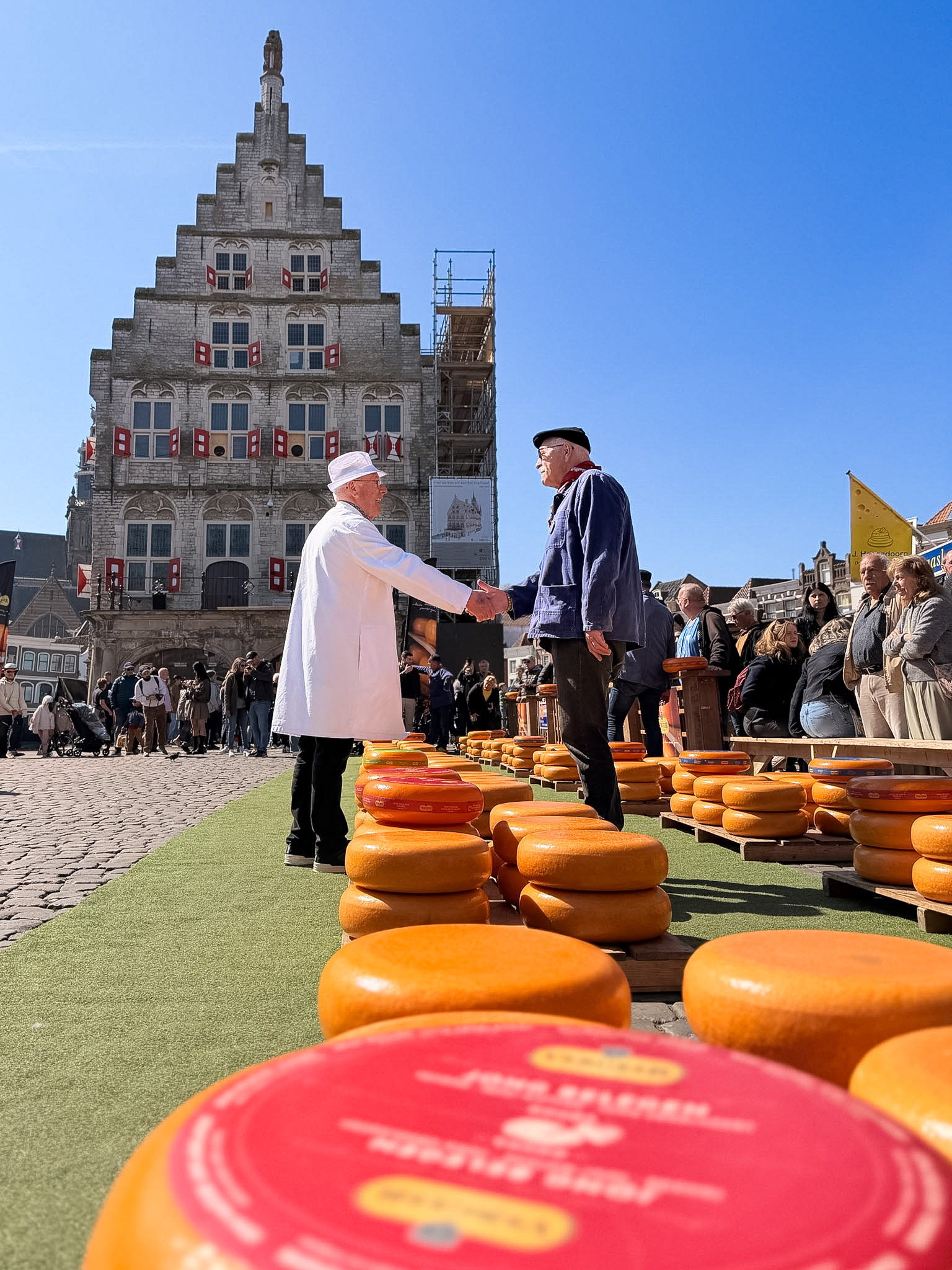 Things to do in Gouda Netherlands at the historic market square during cheese market day