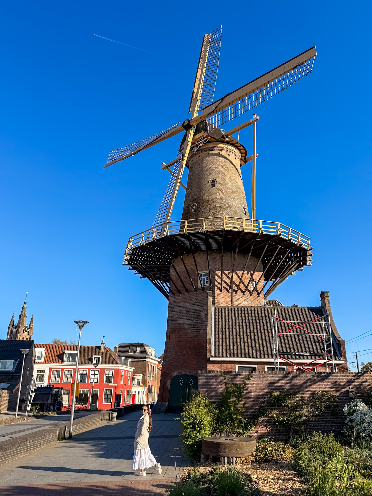 Windmill De Roos in Delft Netherlands on a spring afternoon