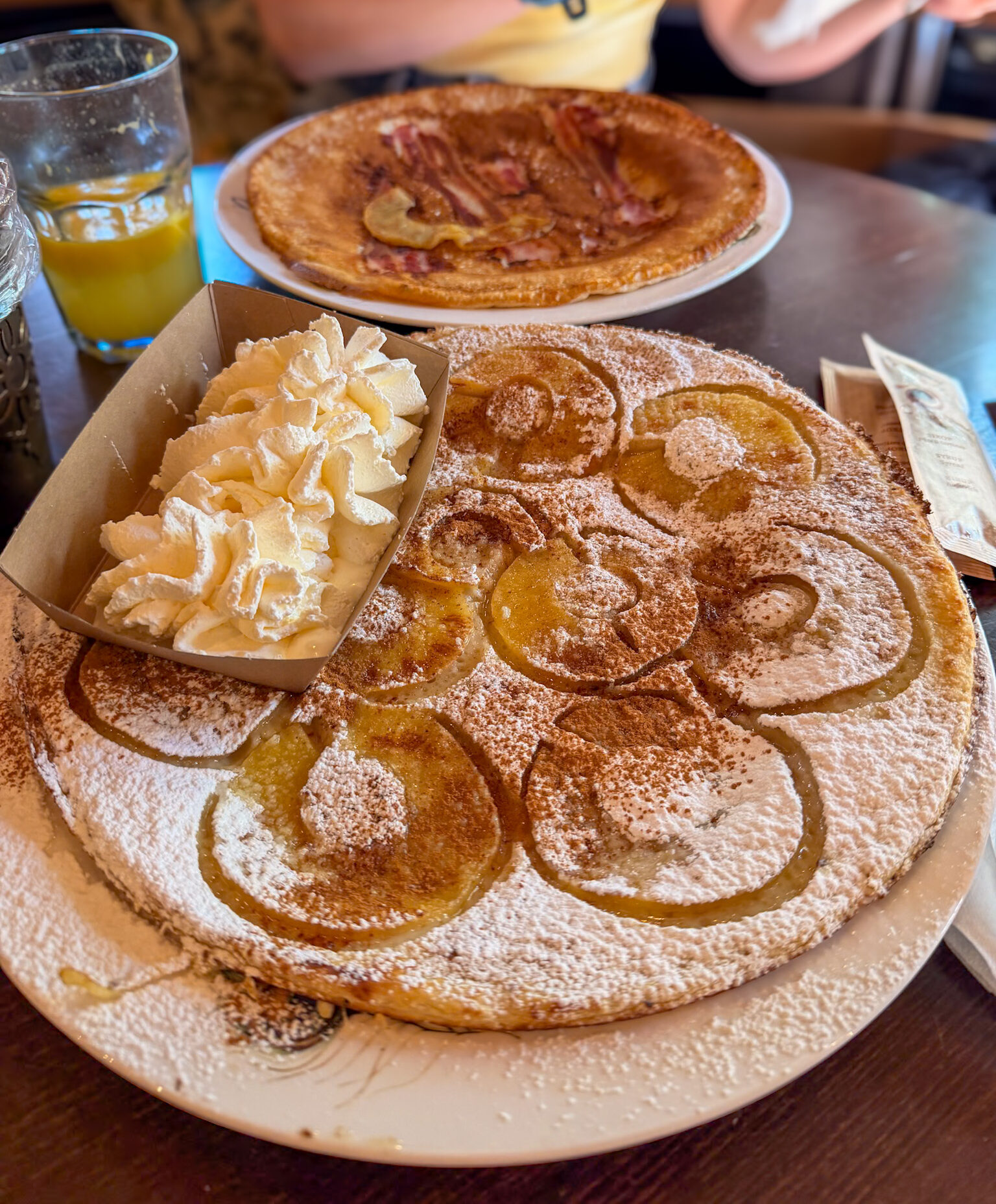 Large traditional Dutch pancake at Dutch pancake house Amsterdam review