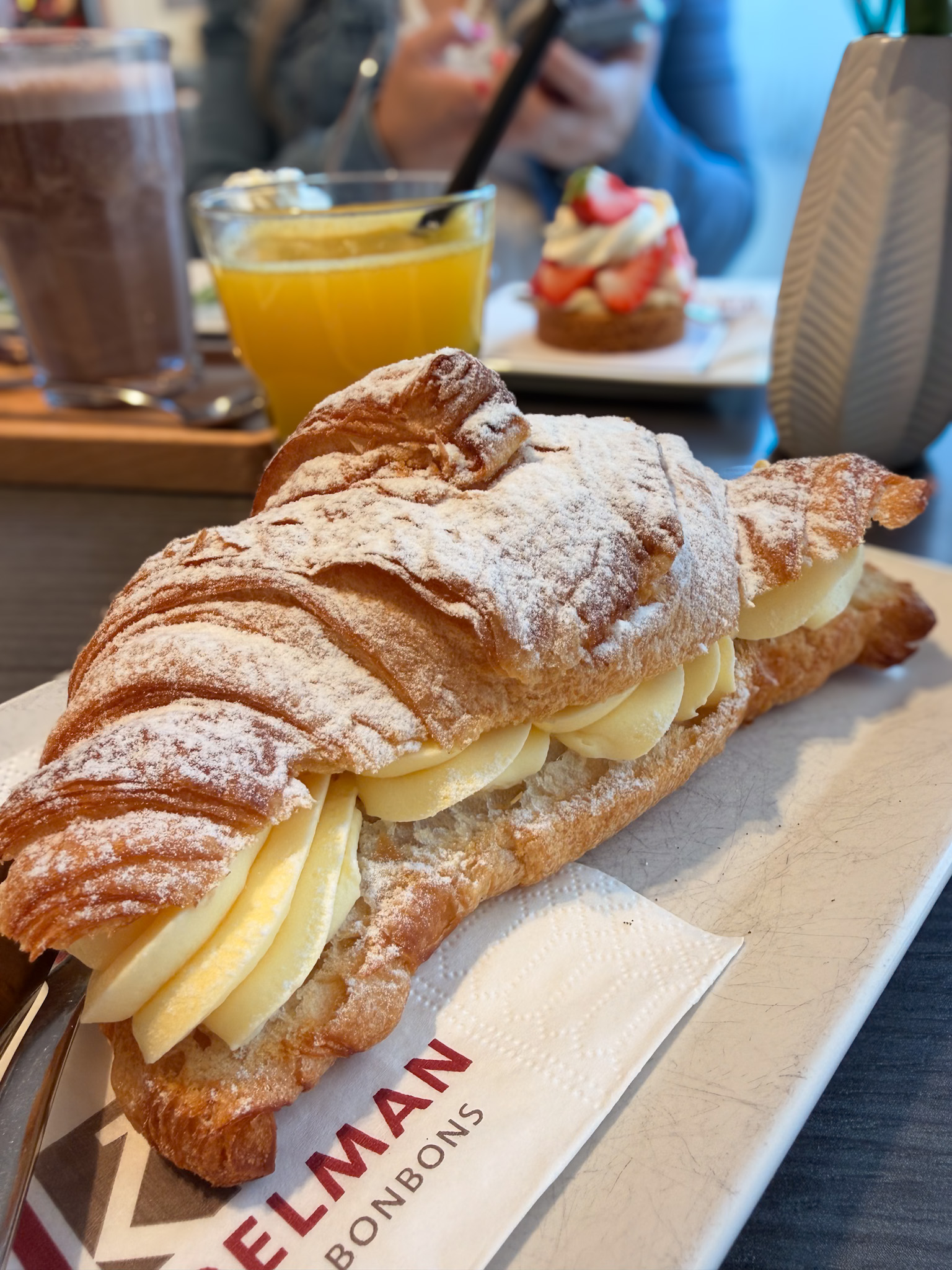 Cream-filled croissant at Wim Koelman Bakery Heemskerk in Heemskerk Netherlands