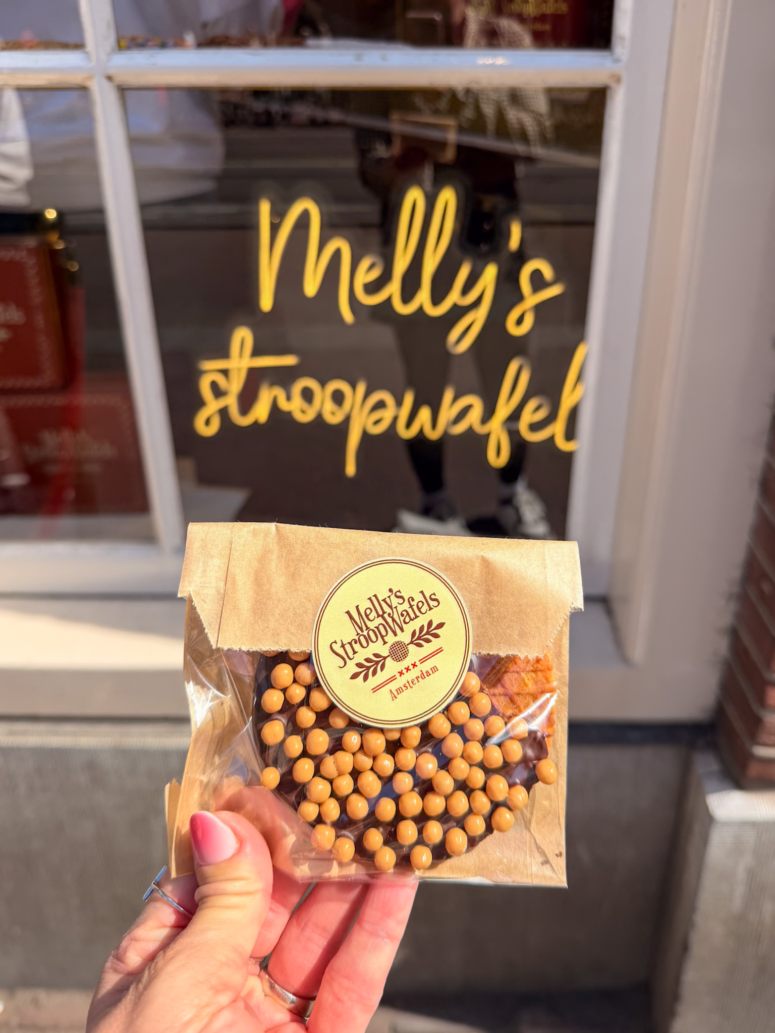 Amsterdam food tour self guided stroopwafel stop at Melly's