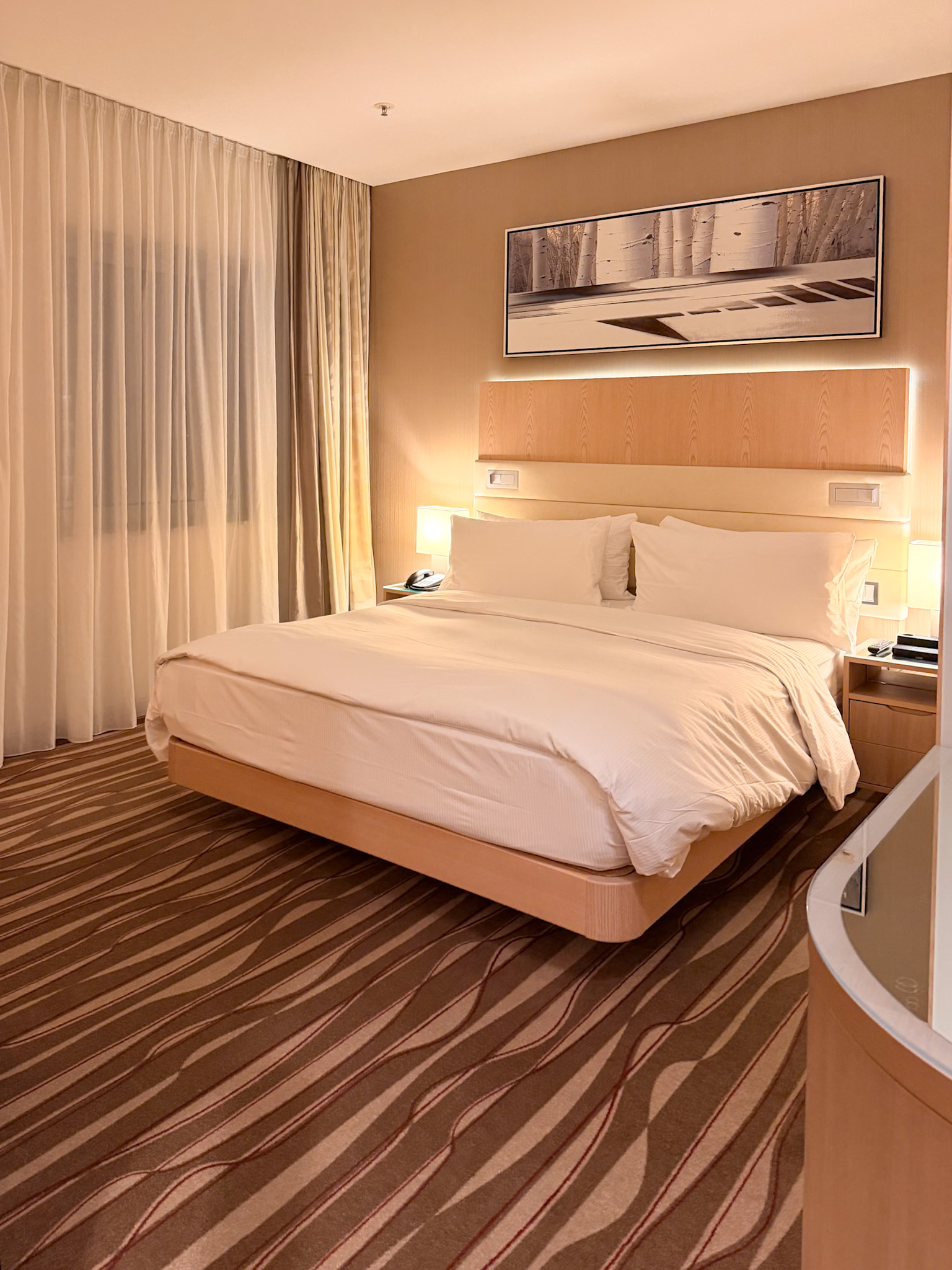 Quiet modern room at Hilton Frankfurt Airport Hotel near Frankfurt Airport