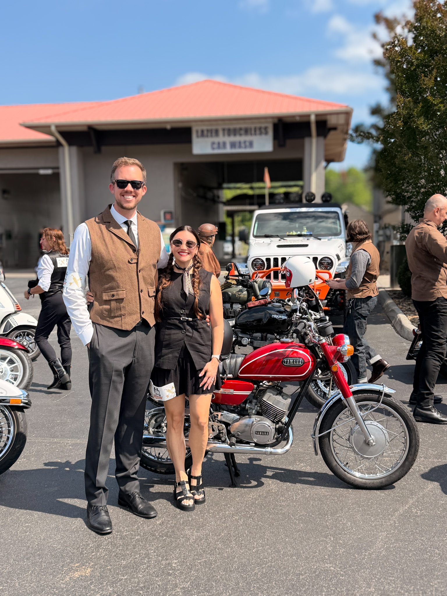 Distinguished Gentleman’s Ride Tennessee riders lined up with vintage motorcycles