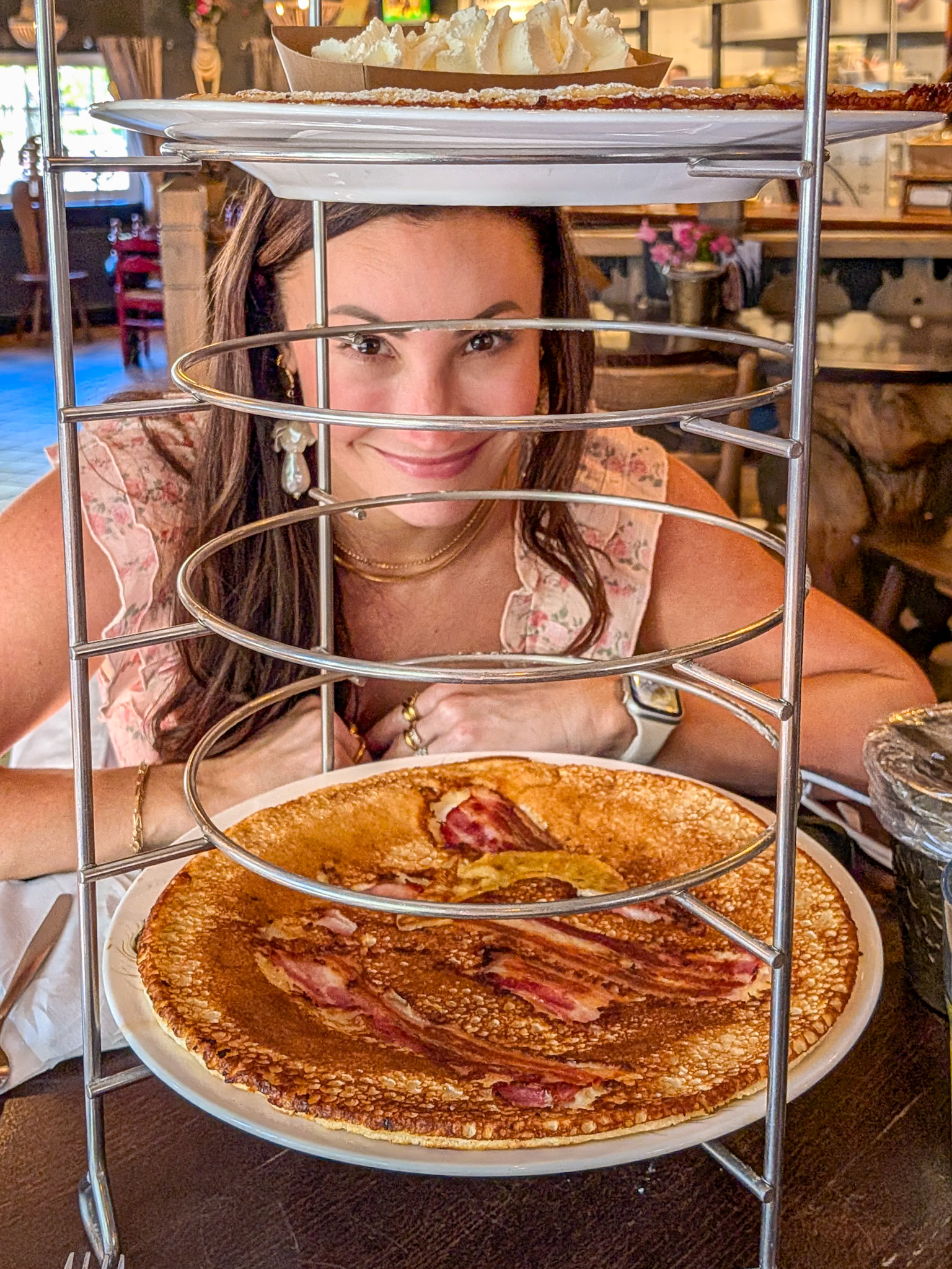 Large traditional Dutch pancake at Dutch pancake house Amsterdam review