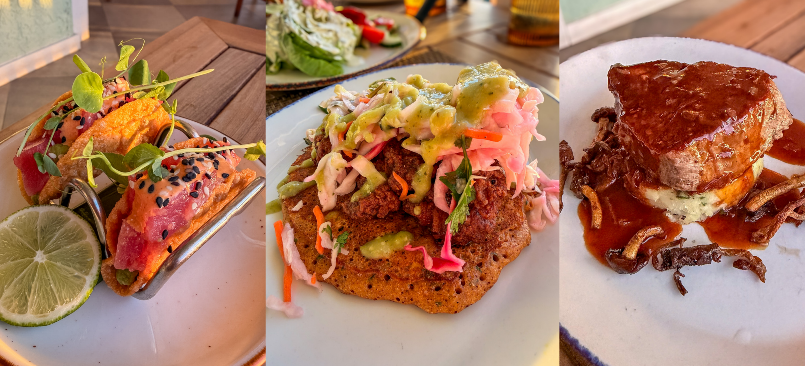 Latitudes vs Hot Tin Roof food comparison with Key West dinner plates