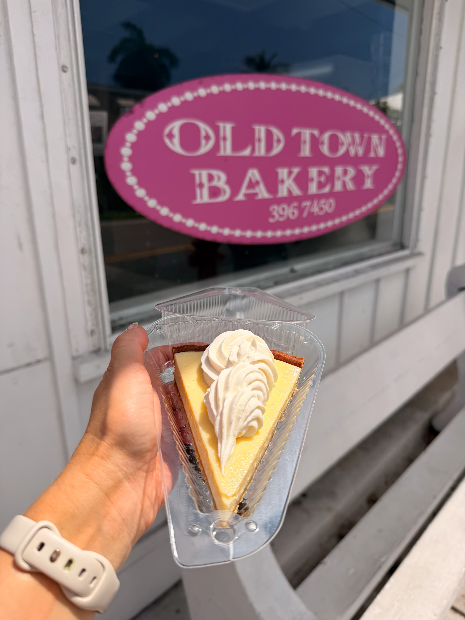 Best key lime pie in Key West from Old Town Bakery with homemade whipped cream