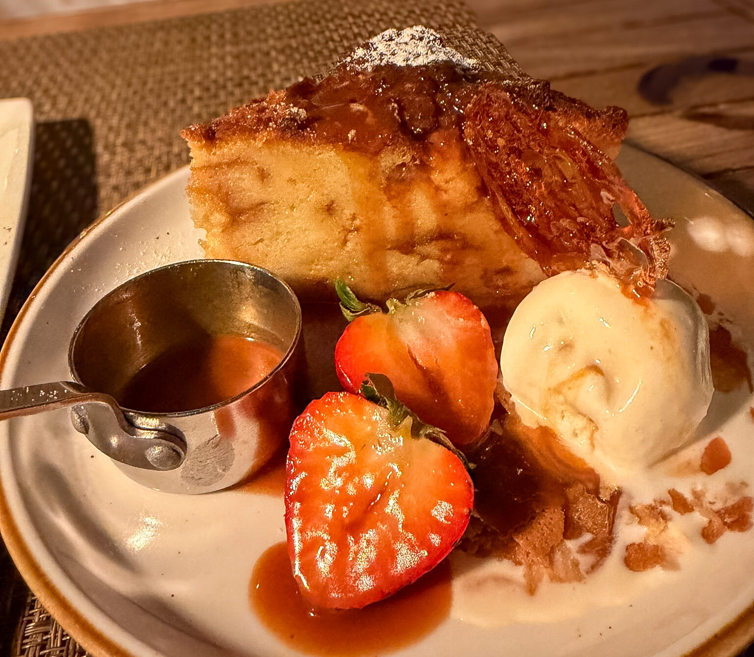 Cuban bread pudding dessert at Hot Tin Roof Key West
