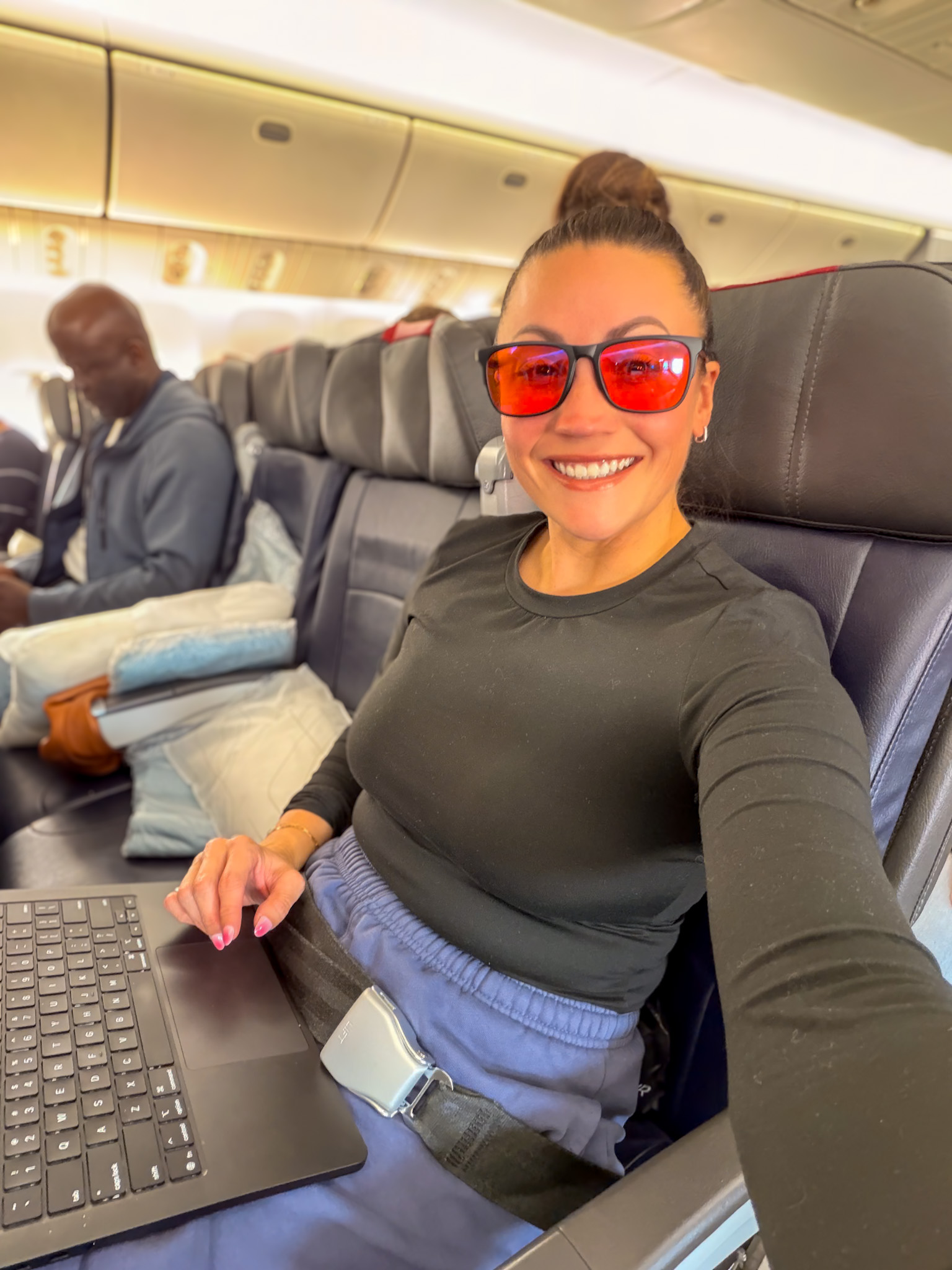 American Airlines international flight review showing economy seat setup