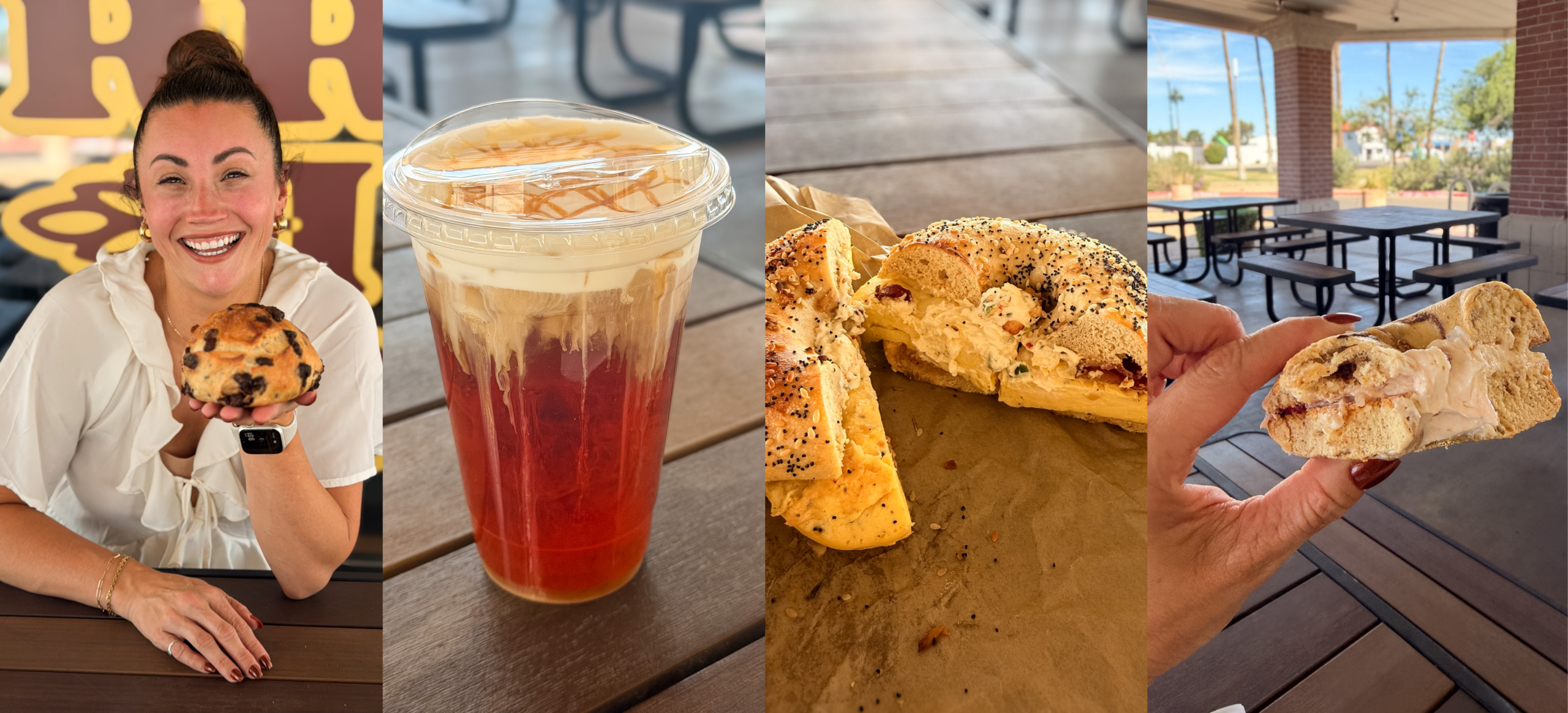 Barrio Bagel review featuring a breakfast sandwich on an everything bagel with egg, bacon, and chiltepin cream cheese