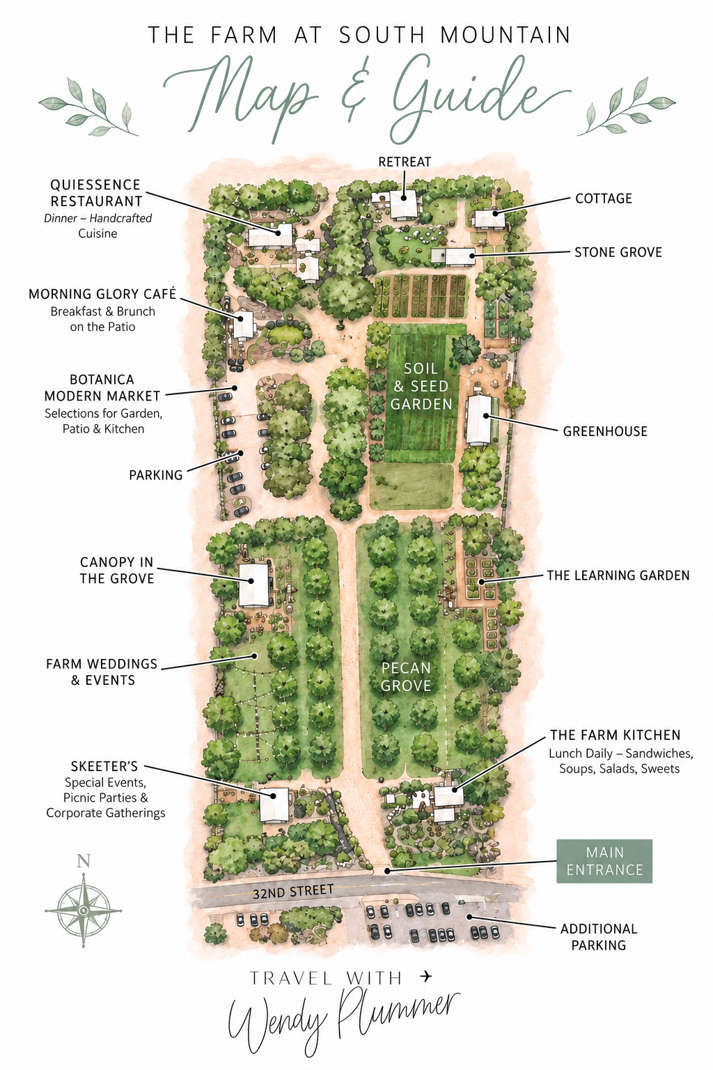 Quiessence at The Farm review showing the restaurant surrounded by gardens at The Farm at South Mountain