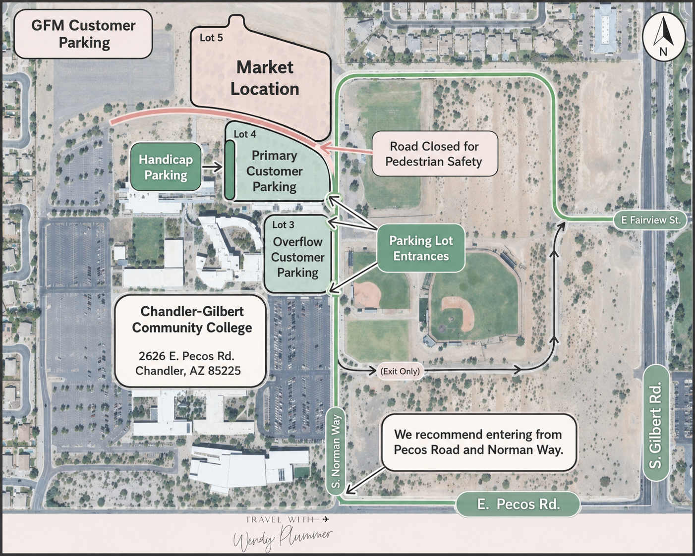 Gilbert Farmers Market entrance at Chandler-Gilbert Community College in Arizona