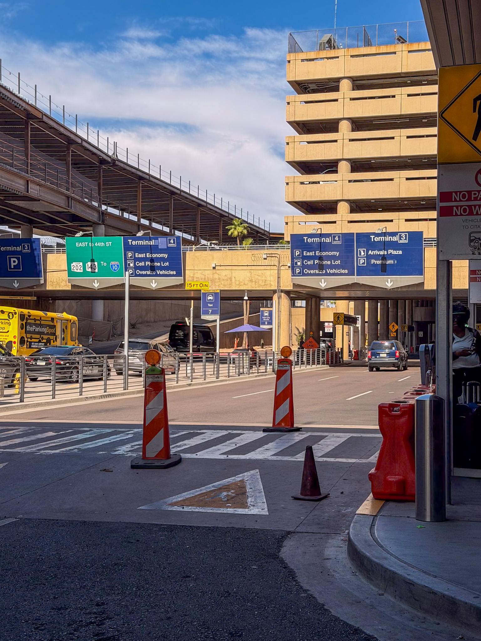 Phoenix Sky Harbor Airport rideshare pickup area outside the terminal