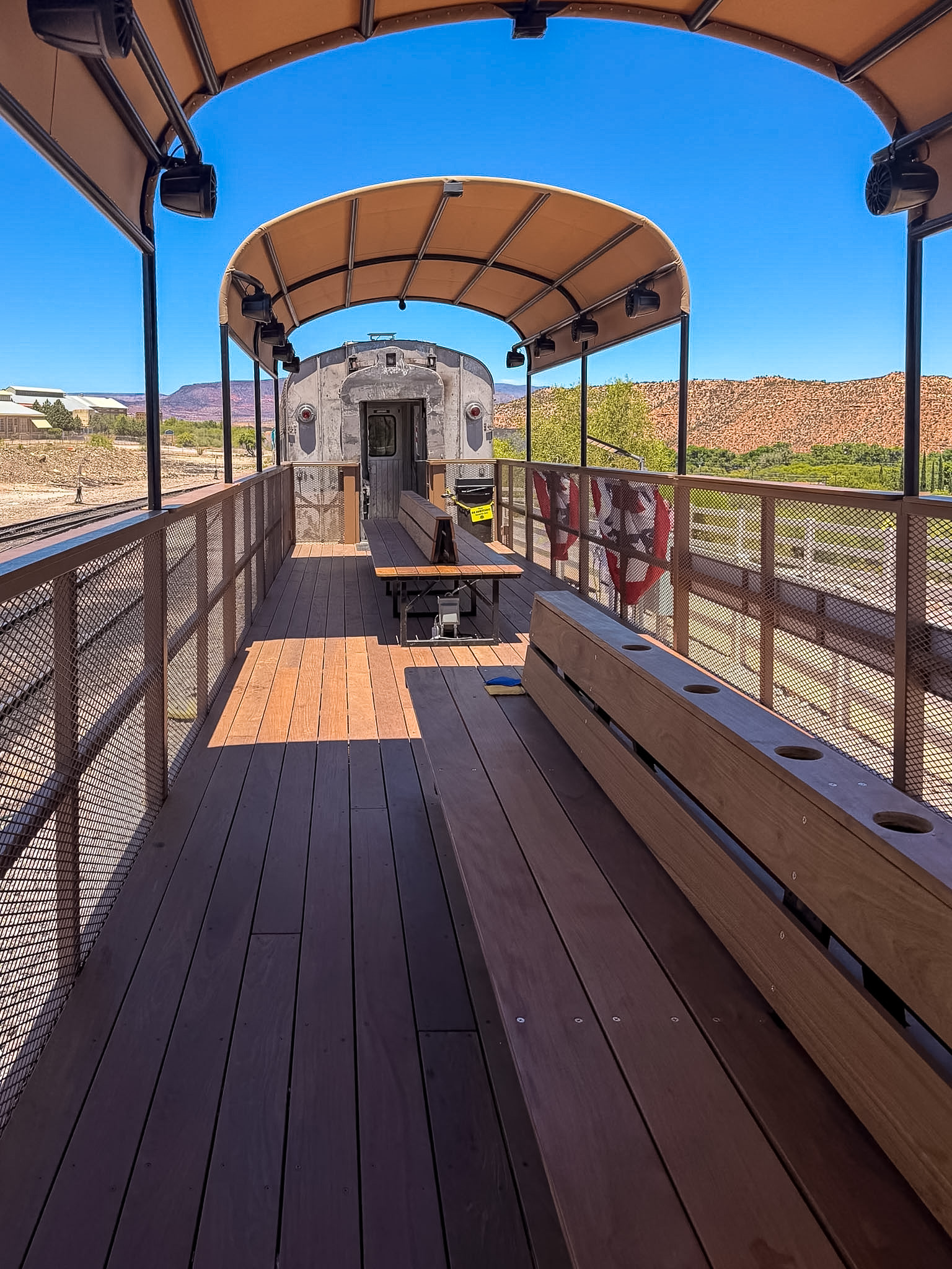 Open-air viewing car during our Verde Canyon Railroad review