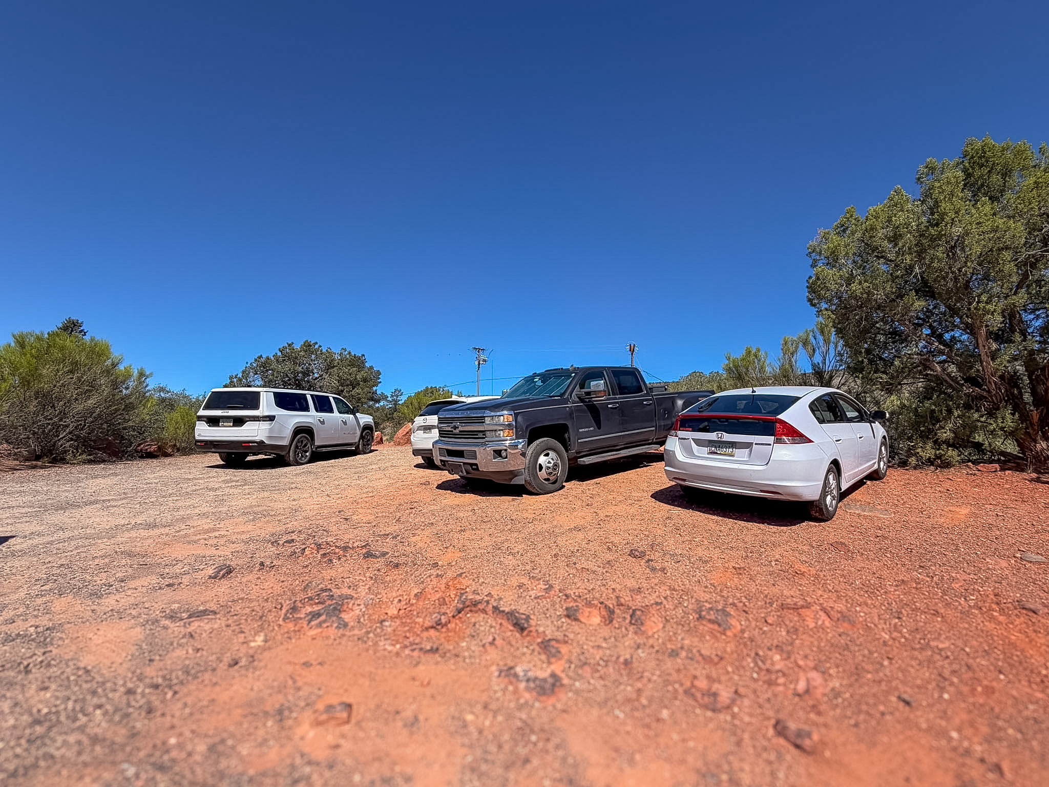 parking lot Raven’s Cave Sedona framing the surrounding red rock landscape