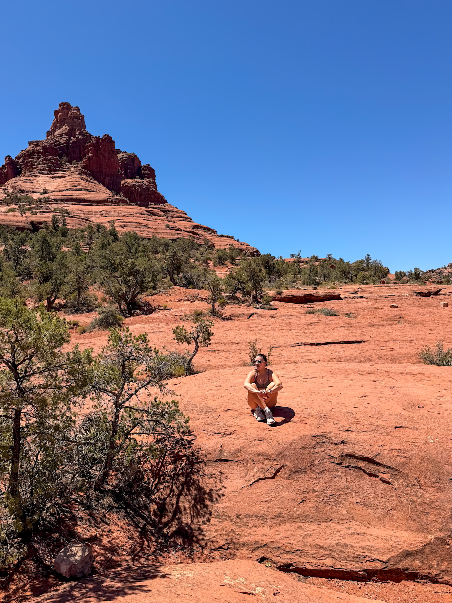 Easy hikes in Sedona with Bell Rock rising above the red desert trail