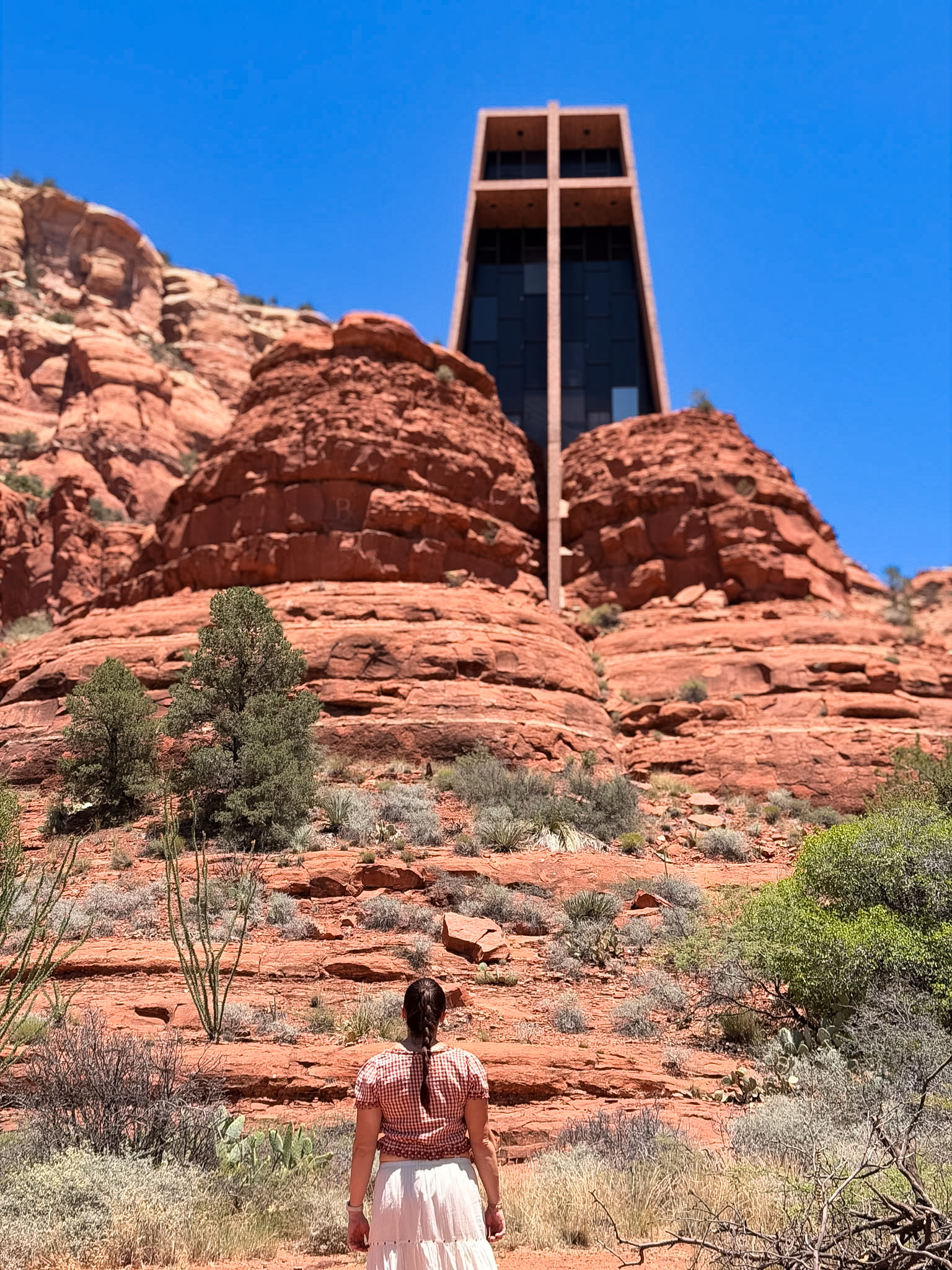 Chapel of the Holy Cross built into the red rocks during a Sedona sightseeing trip