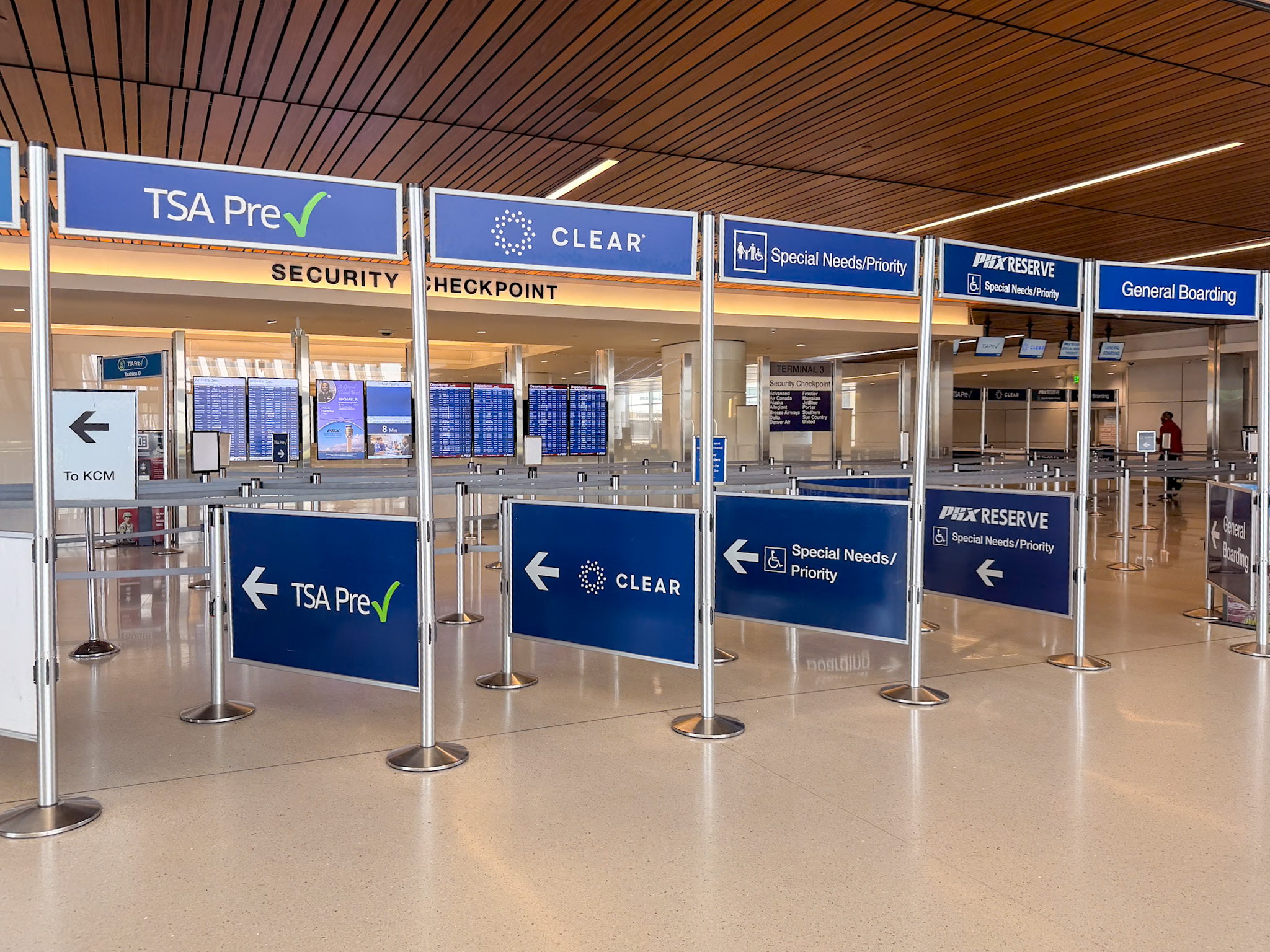 Phoenix Sky Harbor Airport security checkpoint in Terminal 3
