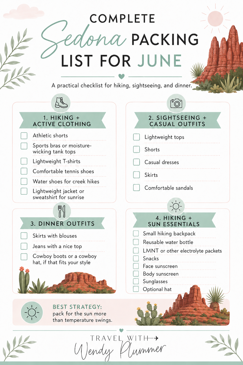 packing list for what to wear in Sedona in June