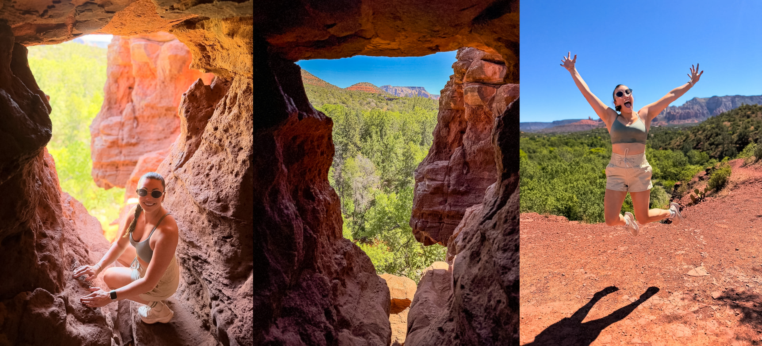View through Raven’s Cave on a short beginner hike in Sedona