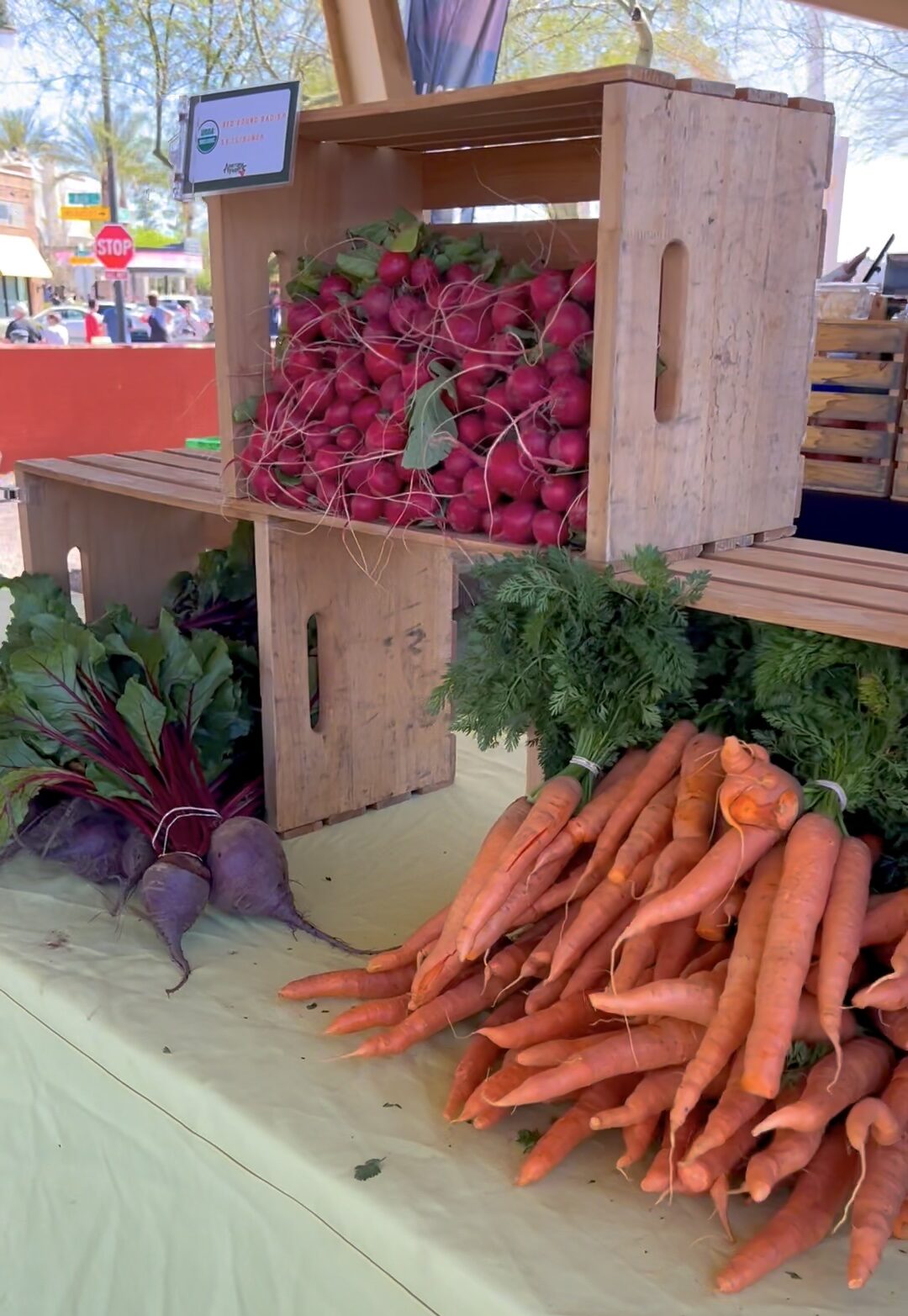 Shoppers browsing local food vendors at the Gilbert Farmers Market
